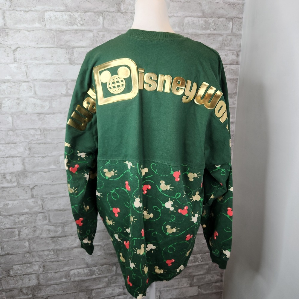 Disney Spirit Jersey 2024 Green Gold Holiday Mickey Lights Oversized Medium - Picture 5 of 9